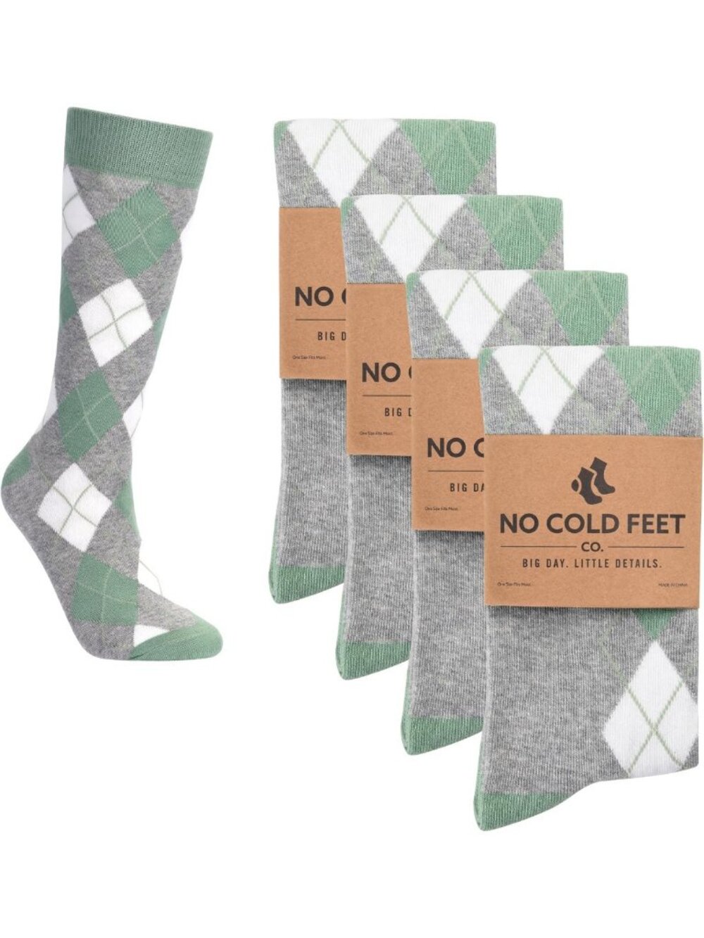 Colorful Mid Crew Dress Socks for Men - Fun Patterned Green Socks, No Cold Feet!